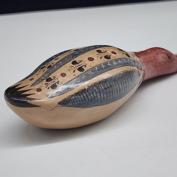 Mexican Tonala Pottery Clay Duck Laying Down Hand painted Folk Art 7.5x3” - Picture 6 of 9